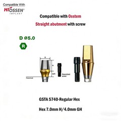 Dental Titanium Cemented straight abutment fits to Osstem Hiossen Mini Regular