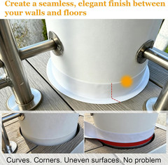 Self-Adhesive Flexible Baseboard Molding Trim – 20 Ft Vinyl Wall Base for Curved