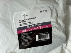 Bulk Lot of (7) 1/2″ x 4-1/2″ Black Steel Pipe Nipples -Schedule 40 – 12108 -New
