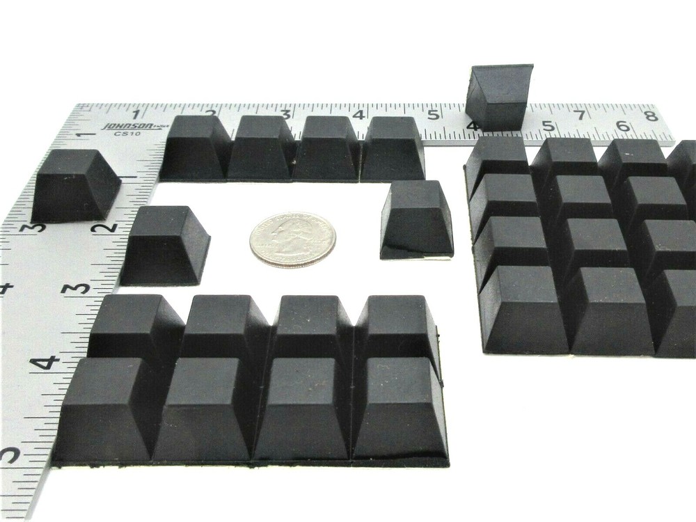3/4″ Square Pyramid Peel & Stick Rubber Bumpers for Panels & Shop Fixtures