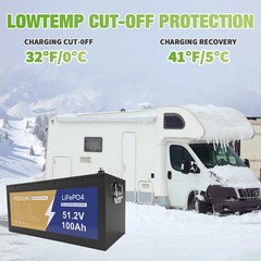 48V 100Ah LiFePO4 Lithium Battery Bluetooth BMS with Charger For Solar Camp RV