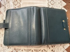 Franklin covey Vintage Aurora Full Grain Italian Leather Compact Blue Mirage