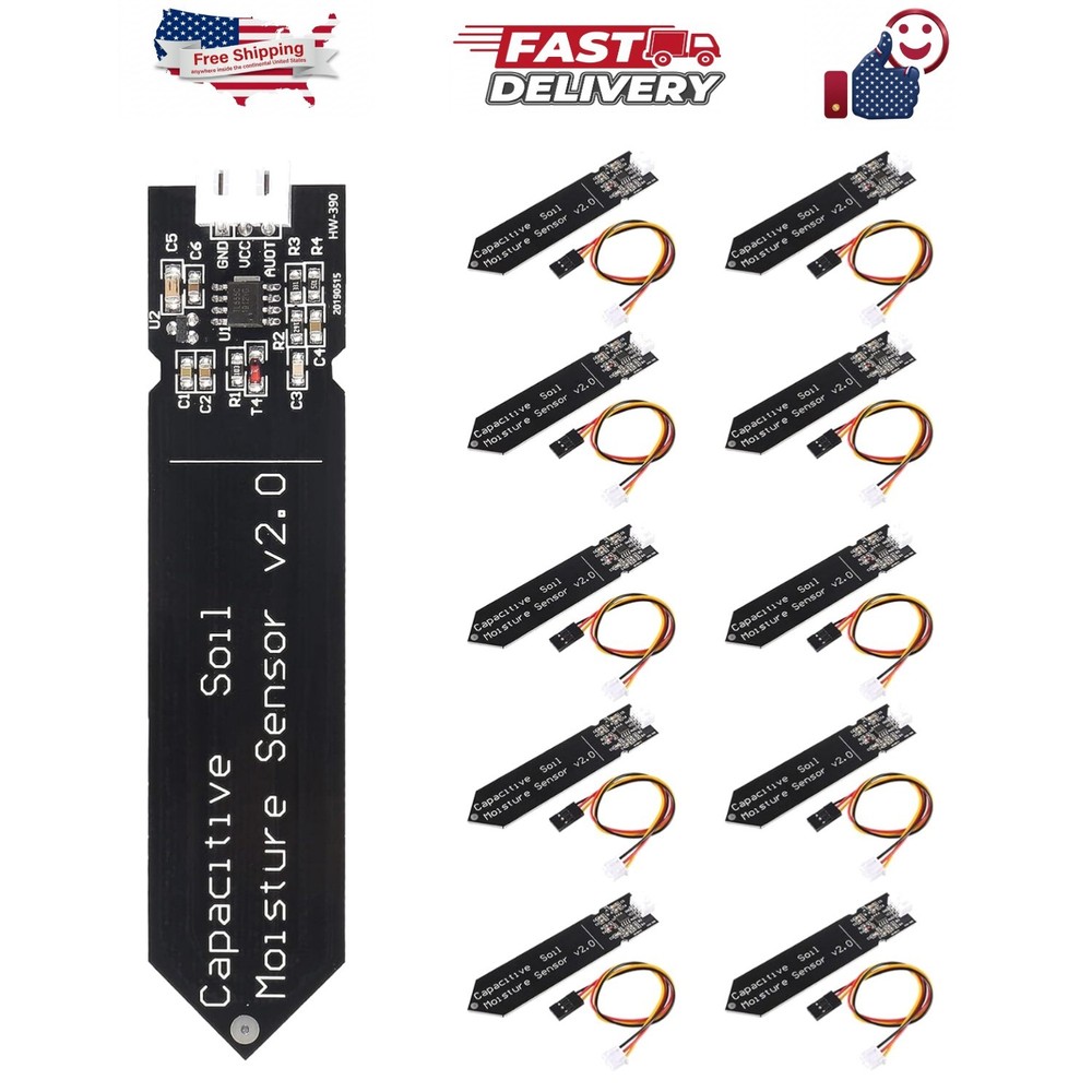10 Pack Capacitive Soil Moisture Sensor Corrosion Resistant for Arduino Moist…