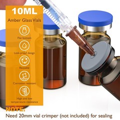 500/1000Pcs 10ml Amber Glass Vials Clear Headspace Lab Vials w/ Cap Sample Vials