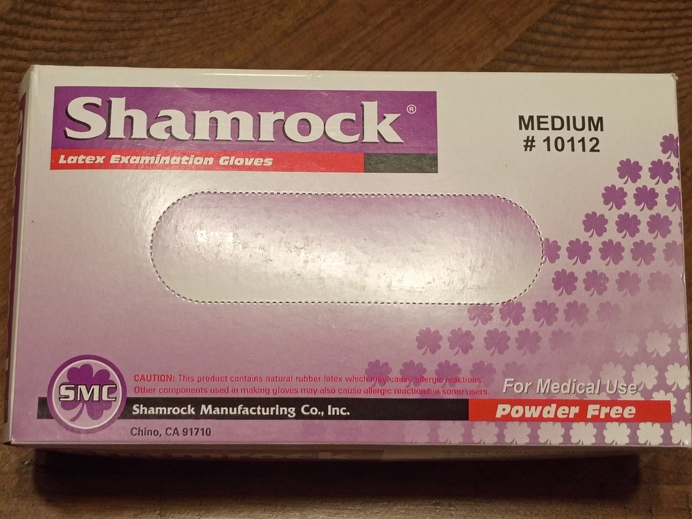 6 Boxes of Shamrock POWDER FREE Latex Examination Gloves M 6 X 100 for 600