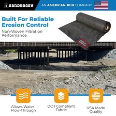 3′ x 100′ Non-Woven Geotextile Silt Fence Roll – 4 oz Erosion Control Barrier