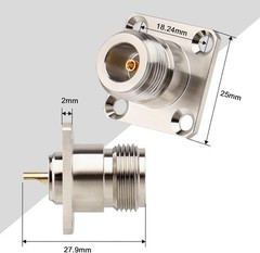 3 PCS N-Type Female Jack 4-Hole Panel Mount Solder Coax Chassis Connector