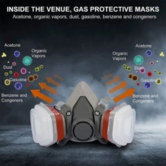 7 IN 1 Gas Mask Half Face Respirator Paint Spray Chemical Facepiece Safety 6200