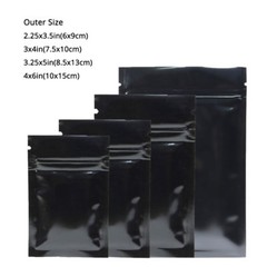 Multi-Size Both Sided Glossy Black Foil Mylar Flat Zip lock Bag Wholesale B01