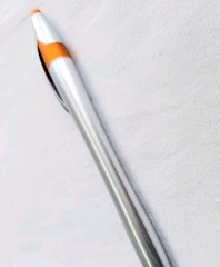 100 Stylus Tip Click Pens Javalina Hub Pen lot METALLIC SILVER & ORANGE