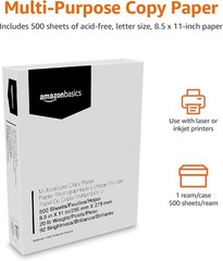 Multipurpose Copy Printer Paper, 8.5 X 11 Inches, 20 Lb, 92 Bright, White, 1