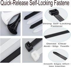 Multi Size Nylon Zip Ties – 300 Pack Assorted Lengths