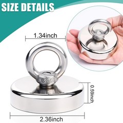 Lift Fishing Magnet – 2.36 Inch, 300 lbs Pulling Force, Super Strong Rare Ear…