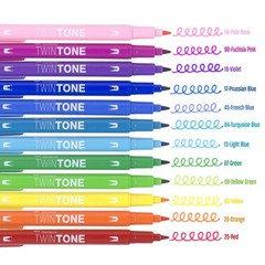 Tombow 61526 Twintone Marker Set Rainbow 12-Pack. Double-Sided Markers Perfect