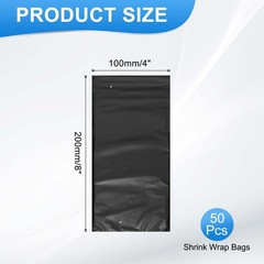 50Pcs Shrink Wrap Bags 4 x 8 Inches Black POF Heat Shrink Wrap Bags
