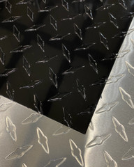 12″ x 24″ Black Gloss Diamond Plate Aluminum .050″ Thick – 16 Gauge, Embossed
