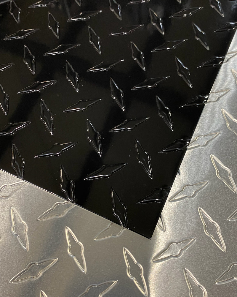 24″ x 36″ Black Gloss Diamond Plate Aluminum .050″ Thick – 16 Gauge, Embossed