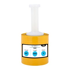 5″ x 1000′ 80 Gauge Cast Narrow Banding Stretch Wrap Yellow Shrink Film 24 RLS