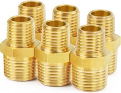 Brass Pipe Fitting, Reducer Hex Nipple 1/2″ NPT Male x 1/4″ NPT Male Thread A…