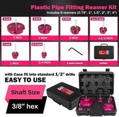 6PCS PVC Pipe Reamer Kit Fitting Socket Saver SCH Plumbing Tools for 1/2″ Drills
