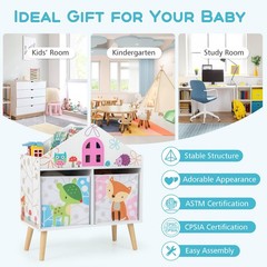 Costzon Kids Dollhouse Bookshelf Wooden Bookcase For Children Toy Storage