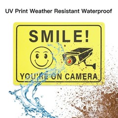 2 Pack Smile You Are on Camera Sign Aluminum Outdoor Security Sign Yellow