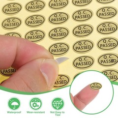 2700Pcs QC Passed Stickers 0.5×0.35″ Inventory Quality Control Stickers Gold
