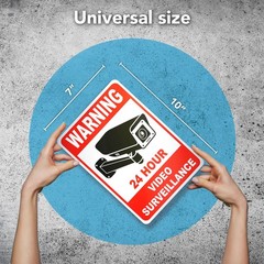 2 PC Video Surveillance Sign – 10×7 Aluminum Smile Your on Camera Signs – 24