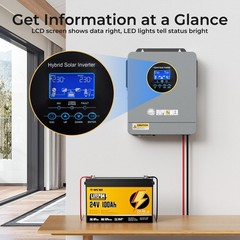 3KW Solar Hybrid Inverter 24V-120V MPPT Controller Charger Pure Sine Split Phase