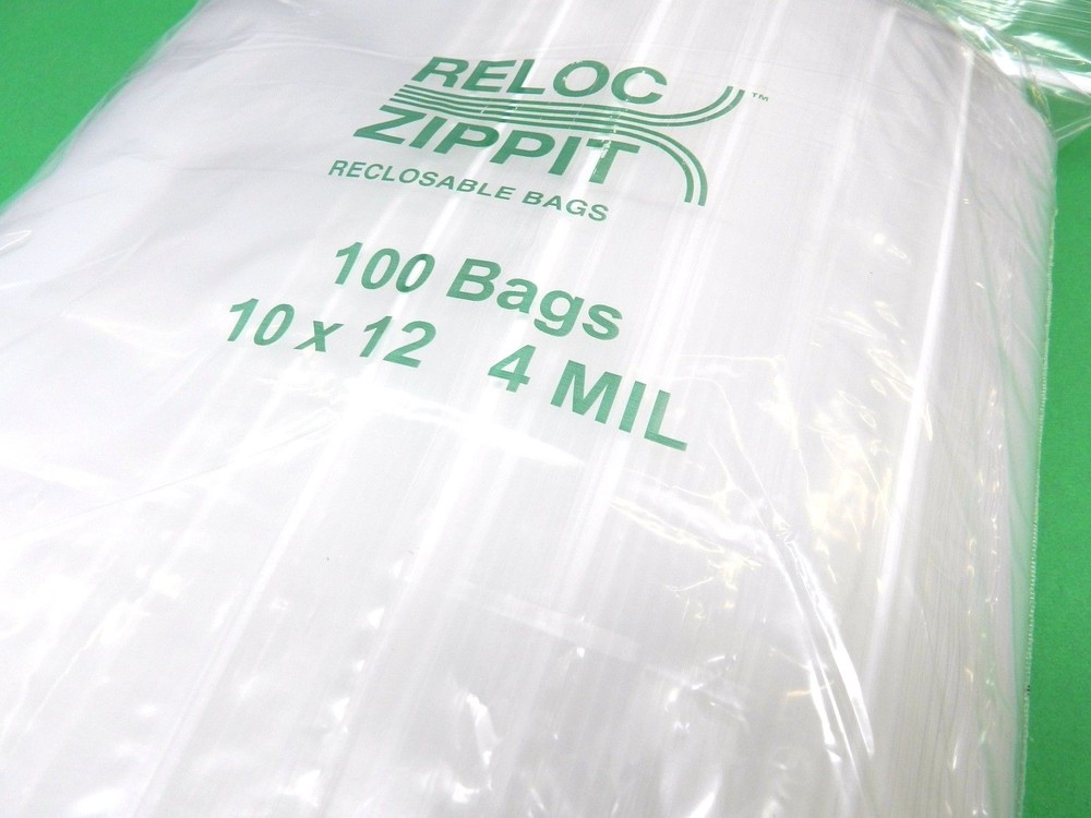 100 Reloc Zippit 10×12 4mil Bags Reclosable Heavy Duty Clear Bag Plastic 10 x12″