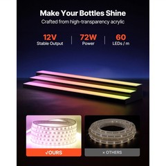 Uimoso LED Illuminated Liquor Bottle Display Shelf, 3-Tier, 60-inch Acrylic