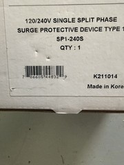 Eaton CH SP1-240S Type 1 Surge Protective Device 120/240V Split Phase