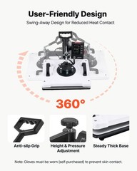VEVOR Heat Press Machine 12 x 15 in Sublimation Press Machine for T-Shirts Bags
