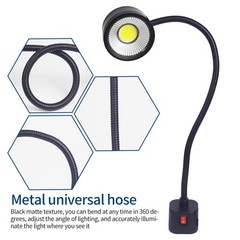 Led Magnetic Work Light 300mm Flexible Gooseneck lamp Magnets Base, 5W, Black