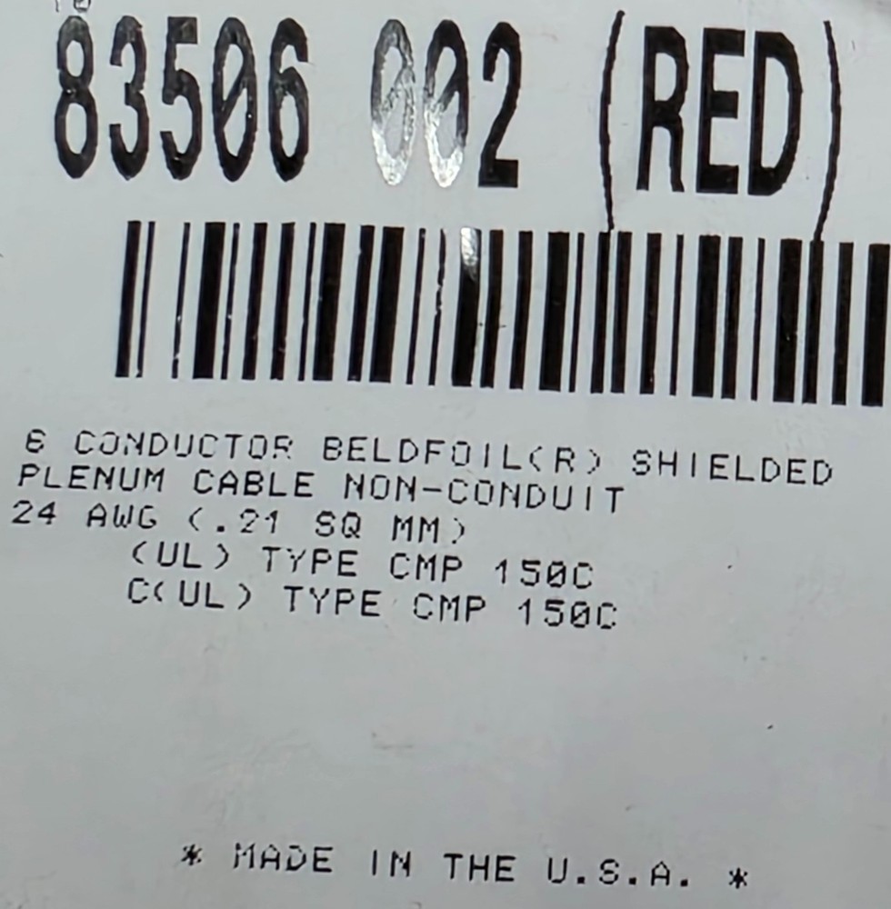 Belden Wire 83506 24/6C FEP/FEP Multi-Shield Control Cable 200C CMP Red /10ft