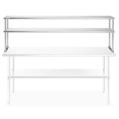 Commercial Stainless Steel Kitchen Prep Table Wide Double Overshelf – 30″ x 72″