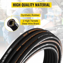 VEVOR 1/2″ SAE Hydraulic Hose – 100ft Coiled, R2 Steel Wire, 4000 PSI WP