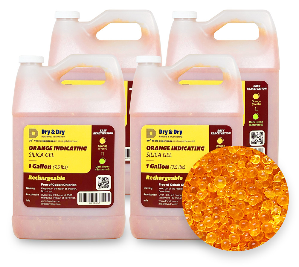 4 Gallon(30 LBS) “Dry&Dry” Premium Orange Indicating Silica Gel Desiccant Bead
