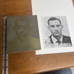 VINTAGE LETTERPRESS PRINTING BLOCK CUT 50’s Male Portrait Half Tone 6 Inch