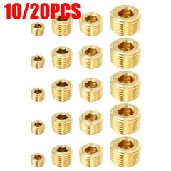 10/20PC Brass 1/8″ 1/4″ 3/8″ 1/2″ NPT Brass Internal Hex Thread Socket Pipe Plug