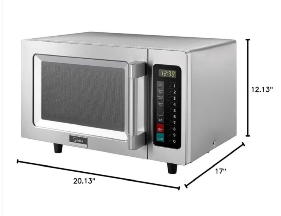 NSF Midea 1025F1A 1000W Light Duty Commercial Microwave Oven, 0.9 Cu Ft, Touch P