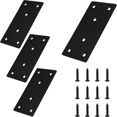 4pcs Metal Flat Straight Brace Bracket, 4” x 2” (L x W), Black | Stainless St