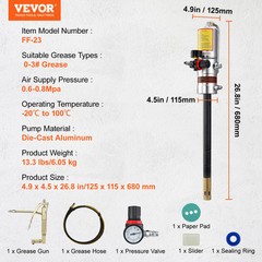 VEVOR Grease Pump Air Operated Grease Pump 0.6-0.8Mpa 13 ft Hose & Grease Gun