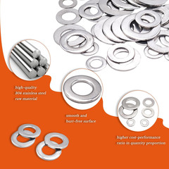 M6×12×1.5Mm Flat Washer 100PCS 304 Stainless Steel Washers for Screws & Bolts A2