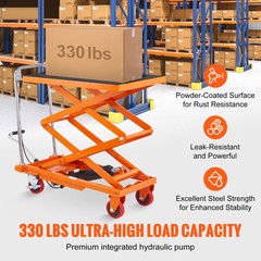 VEVOR Hydraulic Lift Table Cart 330 lbs Manual Double Scissor Lift Table 50″