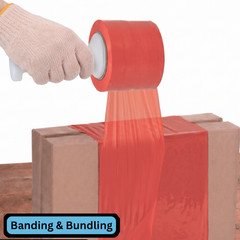24 Rolls Cast Narrow Banding Stretch Wrap 5″x1000′ 80 Gauge Orange Shrink Flim