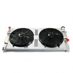 4 Row Alum Rad + 2 14″ Fans w/Shroud Relay 94-02 Dodge Ram 2500 3500 5.9L