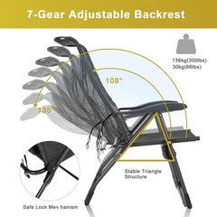 44 In. Gray Plastic Fabric Oxford Cloth Adjustable Back Folding Chairs (Set of 4