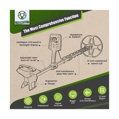 Metal Detector for Adults Professional, Double-D Waterproof Search Coil Gold …