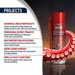 Kraken Spray Foam Insulation Fire Rated Wide Spray Expanding ThermaFoam 12×16 oz